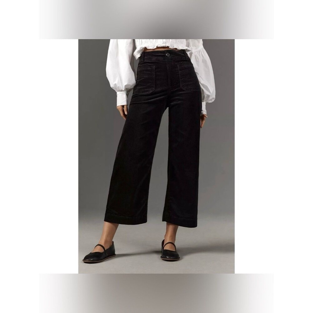 Anthropologie Maeve The Colette Black Corduroy Wide Leg Pants Women’s Size XS 25
